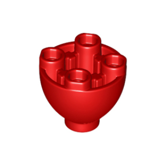 Steen, 2x2x1.3 rond omgekeerd dome 24947 gebruikt  rood (05)