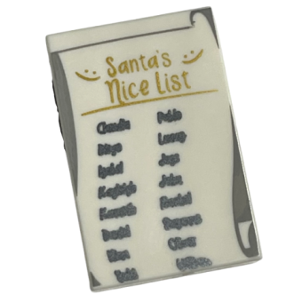 Bedrukte tegel 2x3 26603pb183 santa nice list nieuw  Wit (01)