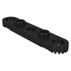 Technic, Plaat 1x5 with toothed ends, 2 studs and center axle hole 2711 gebruikt Zwart (11)