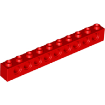 Technic, steen 1x10 2730 met 9 gaten gebruikt Rood (05)