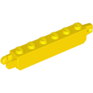 Scharnier steen 1x6 Vergrendeling met 1 vinger verticaal uiteinde en 2 vingers verticaal uiteinde 30388 gebruikt Geel (03)