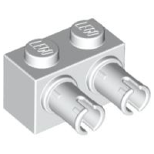 Steen, Aangepast 1x2 met 2 pinnen 30526 gebruikt Wit (01)