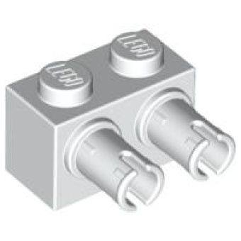 Steen, Aangepast 1x2 met 2 pinnen 30526 gebruikt Wit (01)