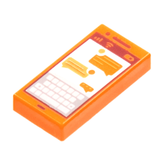 Bedrukte tegel 1x2 3069bpb0864 Smartphone met Toetsenbord Nieuw Oranje (04)