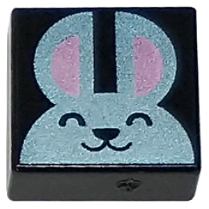 Bedrukte tegel 1x1 3070pb273  Zwart (11)  nieuw Light Blue Bunny Rabbit