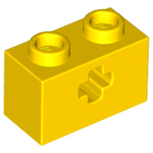 Technic, steen 1x2 32064 met asgat gebruikt Geel (03)