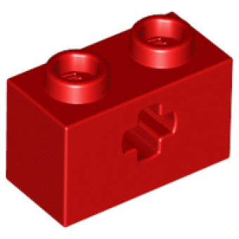 Technic, steen 1x2 32064 met asgat gebruikt Rood (05)