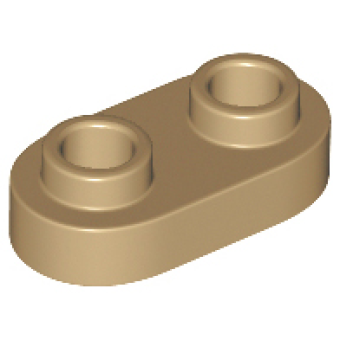 Plaat, rond 1x2 open studs 35480 nieuw Donker crème (tan) (69)