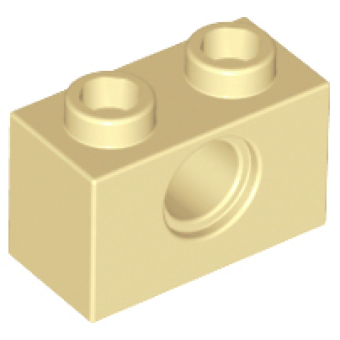 Technic, steen 1x2 3700 met gat gebruikt Crème (tan) (02)