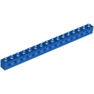 Technic, steen 1x16 met 15 gaten 3703 gebruikt Blauw (07)