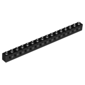 Technic, steen 1x16 met 15 gaten 3703 gebruikt Zwart (11)