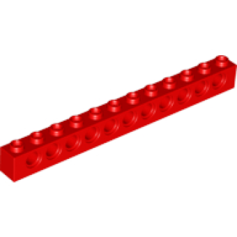 Technic, steen 1x12 3895 met 11 gaten gebruikt Rood (05)