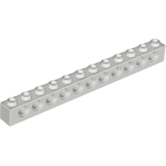 Technic, steen 1x12 3895 met 11 gaten gebruikt Licht grijs (oud) (09)