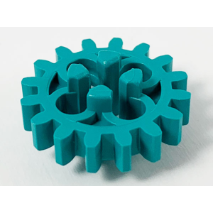 Technic, gear tandwiel 16 tanden oude stijl ronde gaten 4019 gebruikt Donker turquoise (39)