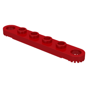 Technic, Plaat 1x6 with Toothed Ends 4262 gebruikt Rood (05)