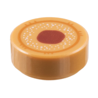 Tegel, rond 1x1 opdruk  98138pb057 nieuw Caramel (medium nougat) (150)