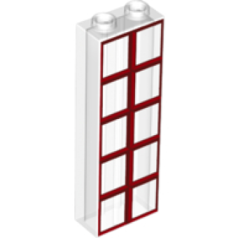 Baksteen 1 x 2 x 5 met rood en donkerrood ruitpatroon 2454pb269 Nieuw  transparant (98)