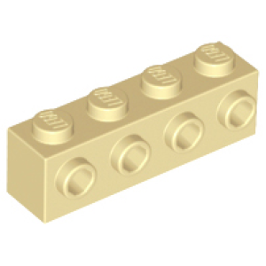 Steen, Aangepast 1x4 met 4 studs aan 1 zijde 30414 nieuw Crème (tan) (02)