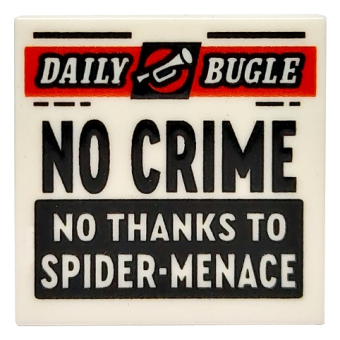 Tegel 2 x 2 met Krant 'DAILY BUGLE' en 'NO CRIME NO THANKS TO SPIDER-MENACE' 3068pb1732  nieuw wit (01)