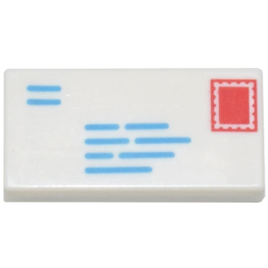 Bedrukte tegel 1x2 met envelop, adressen en postzegel  3069pb0851 nieuw Wit (01)