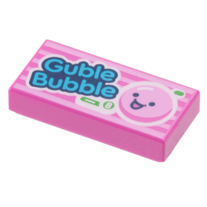 Bedrukte Tegel 1 x 2 met Guble bubble 3069pb1063 nieuw donker roze (47)
