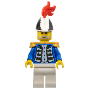 Piraten, PI191 Imperial Soldier IV - Governor, Male, Black and White Bicorne, Red Plume, Gold Epaulettes. nieuw