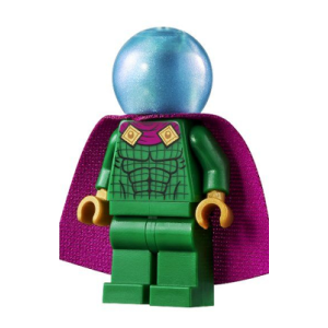 Mysterio - Light Bluish Gray Head, Satin Trans-Light Blue Helmet, Double Hole Cape SH709. nieuw