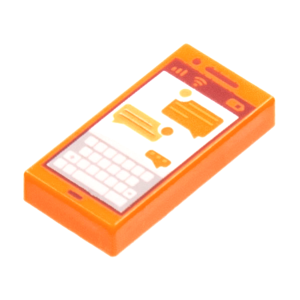 Bedrukte tegel 1x2 3069bpb0864 Smartphone met Toetsenbord Nieuw Oranje (04)