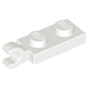 Plaat, aangepast 1x2 met clip horizontaal op uiteinde 63868 nieuw Wit (01)