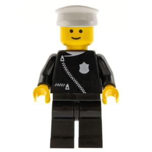 Police - Zipper with Badge, Black Legs, White Hat (gebruikt).